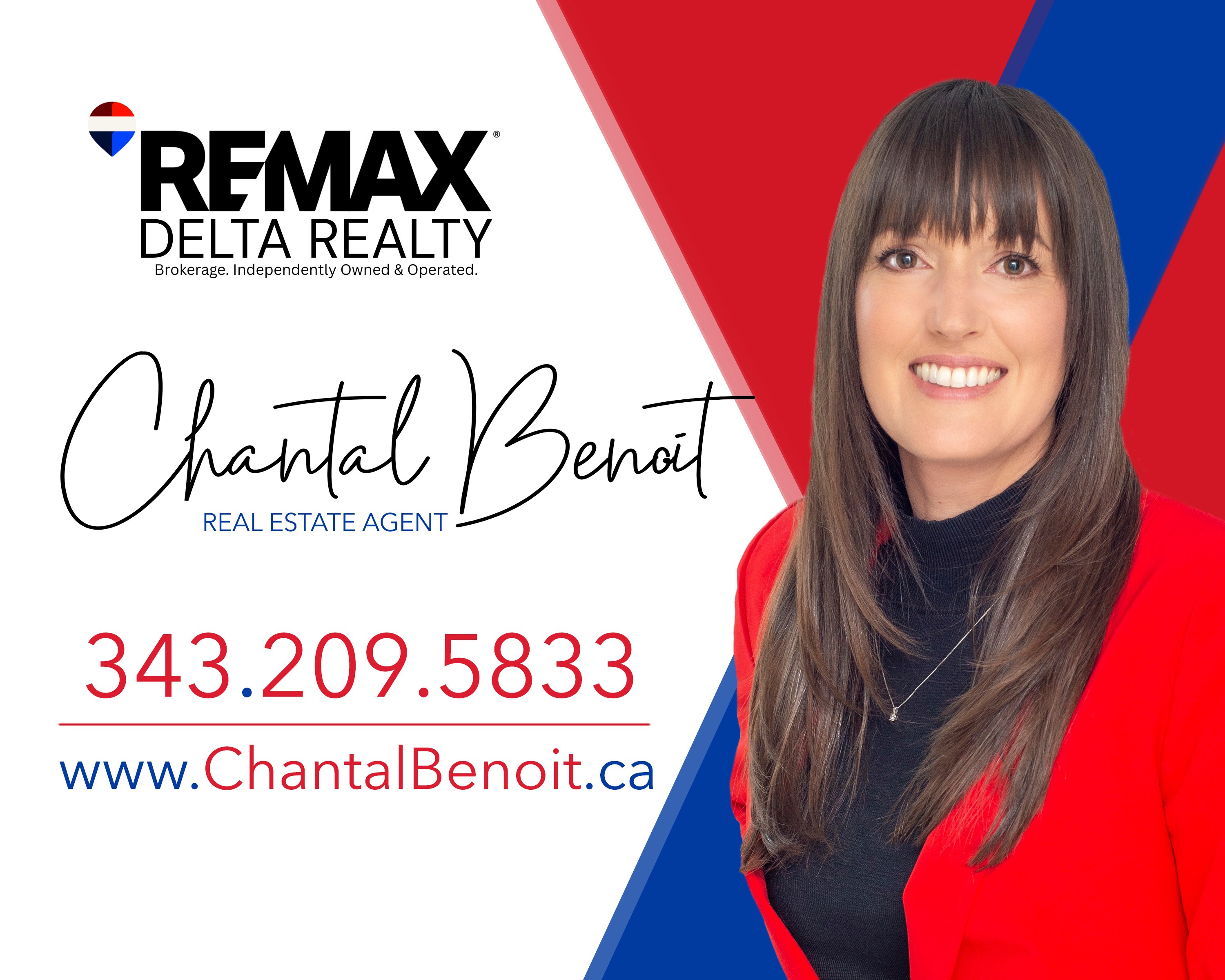 Chantal Benoit business card — RE/MAX Delta Realty, 343-209-5833, www.ChantalBenoit.ca